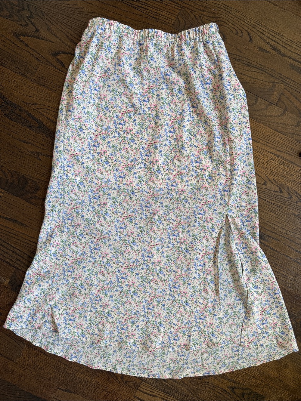 Wishlist Floral Cream Maxi Skirt with Pink, Blue & Green Sprigs